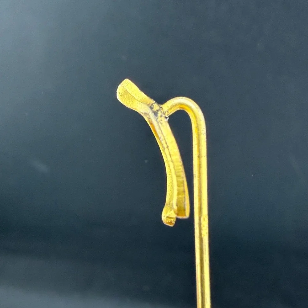 Vintage Estate Stick Pin Gold Tone Victorian Wishbone Luck Theme Accessory